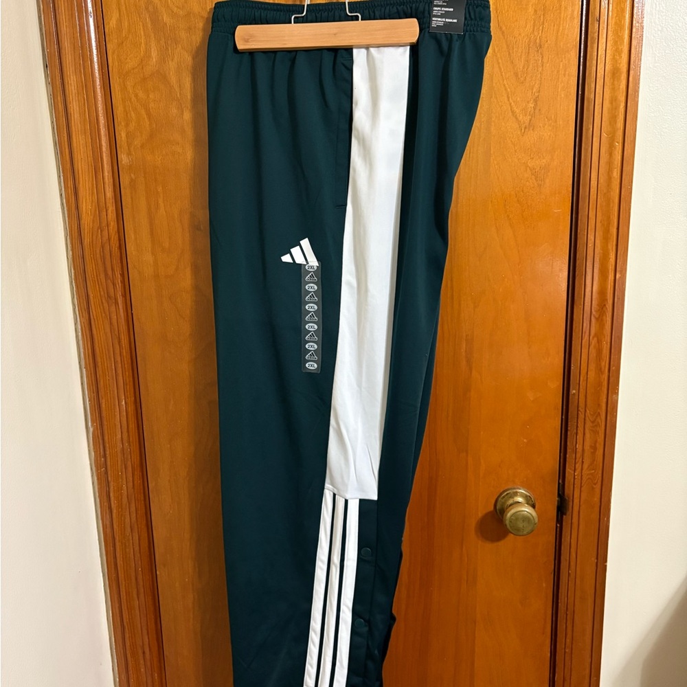 NWT Mens Adidas Aurora Green White drawstring tapered leg joggers 2XL